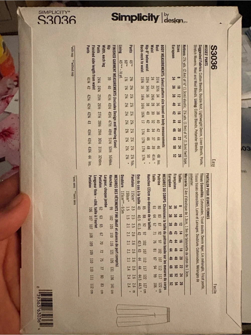 BN UNCUT SIMPLICITY 3036 Y5 PANTS PLUS SIZE SEWING PATTERNS